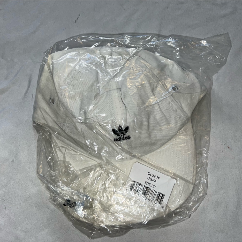 White adidas relaxed mini logo strapback hat